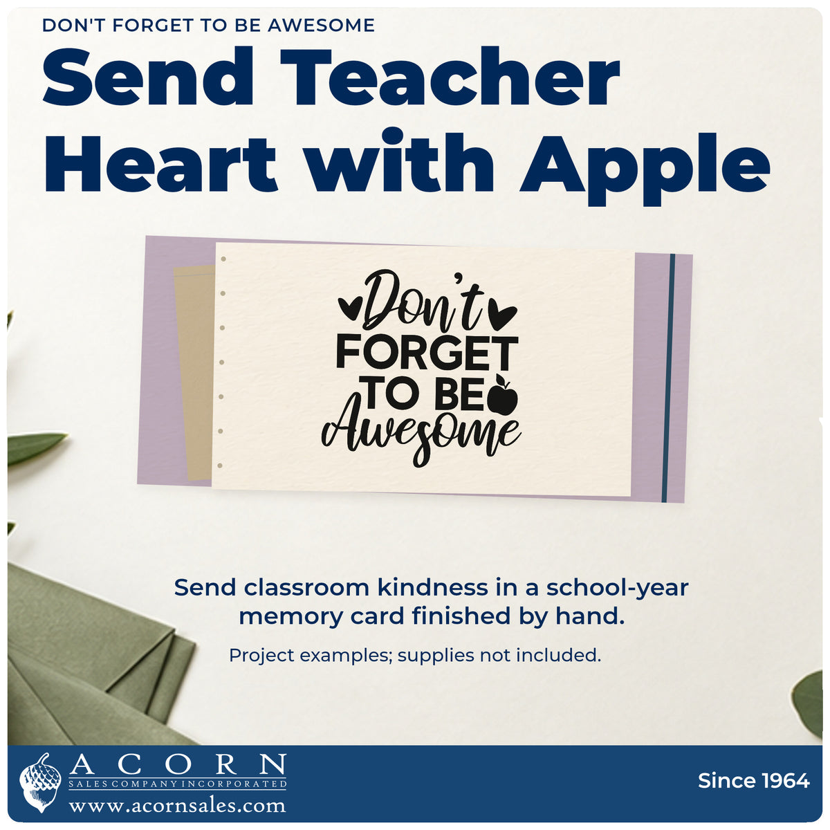 A finished handmade project stamped with the Don't Forget To Be Awesome Pre-Inked Stamp – PSI, ideal for lunchbox note tags.