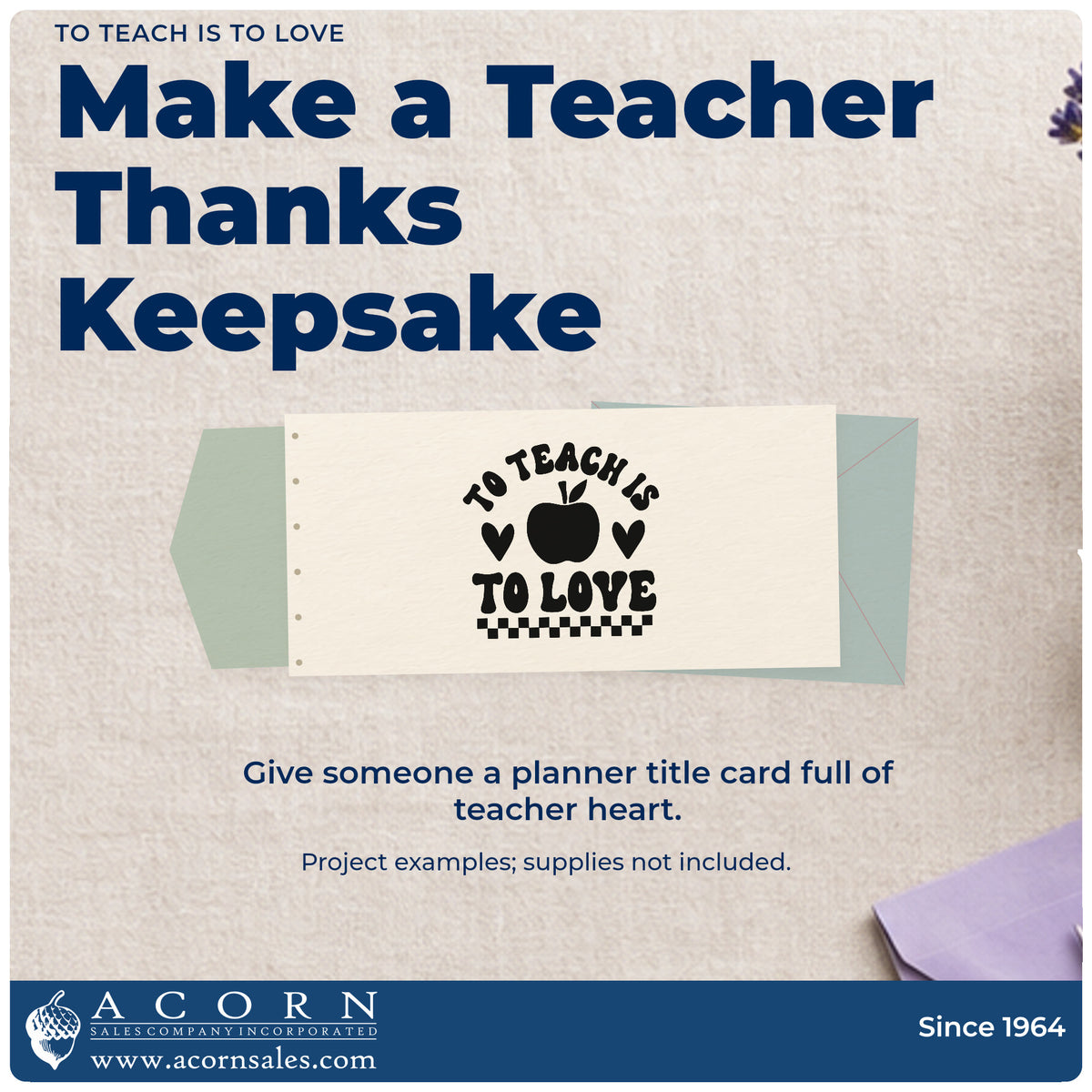 A finished handmade project stamped with the To Teach Is To Love Apple Self-Inking Craft Stamp, ideal for bake sale tags.