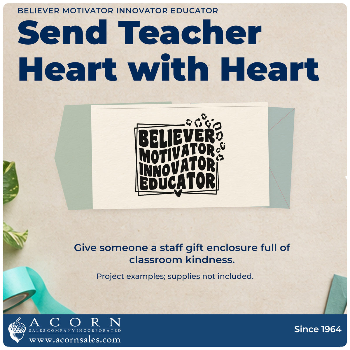 A finished handmade project stamped with the Believer Motivator Innovator Educator With Hearts Wood-Mounted Rubber Stamp, ideal for role badge tags.