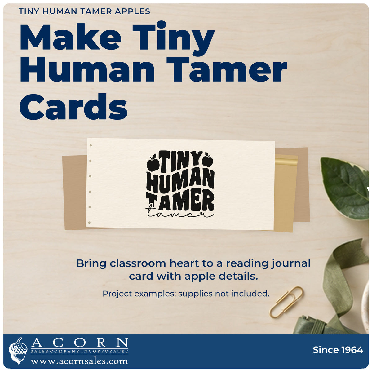 A finished handmade project stamped with the Tiny Human Tamer Apples Self-Inking Stamp, ideal for party host tags.