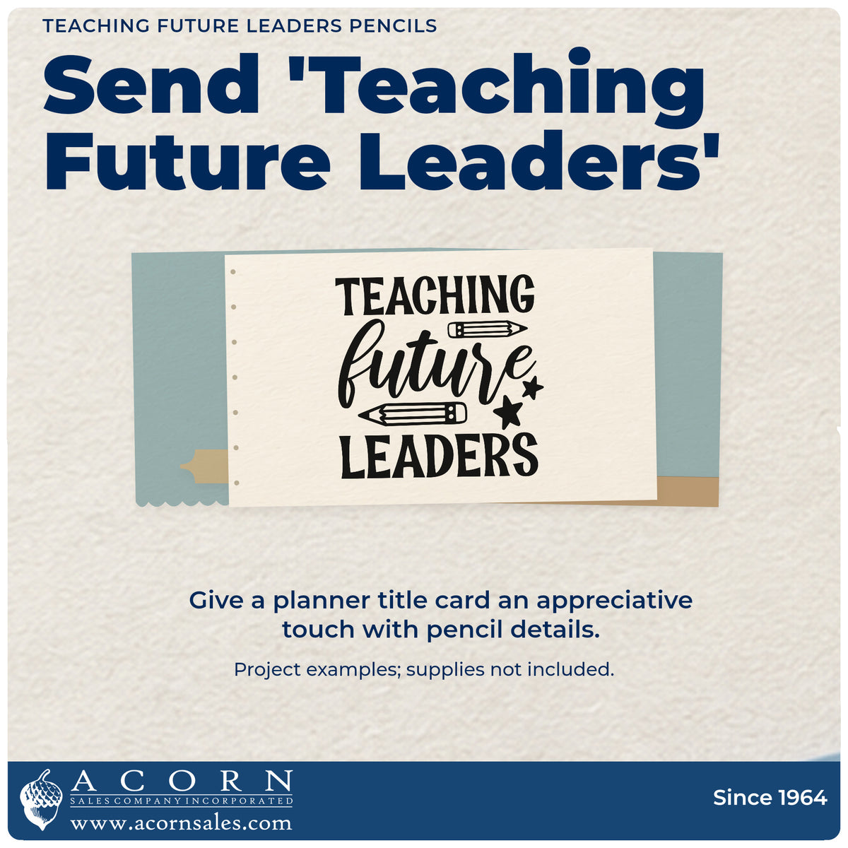 A finished handmade project stamped with the Teaching Future Leaders Pencils Premium Wood-Mounted Stamp – Vintage Pro, ideal for council badge tags.