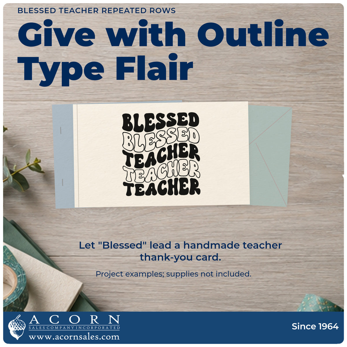 A finished handmade project stamped with the Blessed Teacher Repeated Rows Outline Detail Stamp – Premium Vintage Pro Wooden, ideal for chapel rota tags.