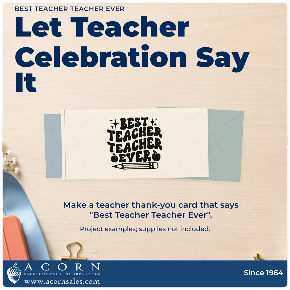 A finished handmade project stamped with the Best Teacher Teacher Ever Premium Wooden Stamp – Vintage Pro, ideal for silly award tags.