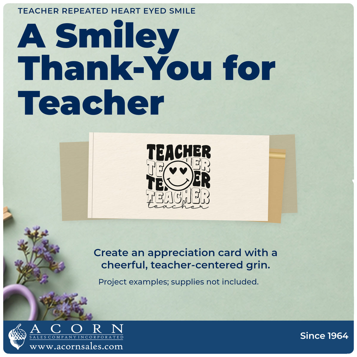 A finished handmade project stamped with the Teacher Repeated Heart Eyed Smile Stamp – Slim Pre-Inked, ideal for feelings chart tags.
