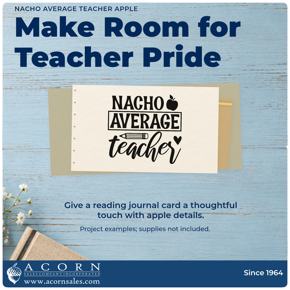 A finished handmade project stamped with the Pre-Inked Nacho Average Teacher Apple Pencil Stamp – PSI, ideal for quiz night tags.