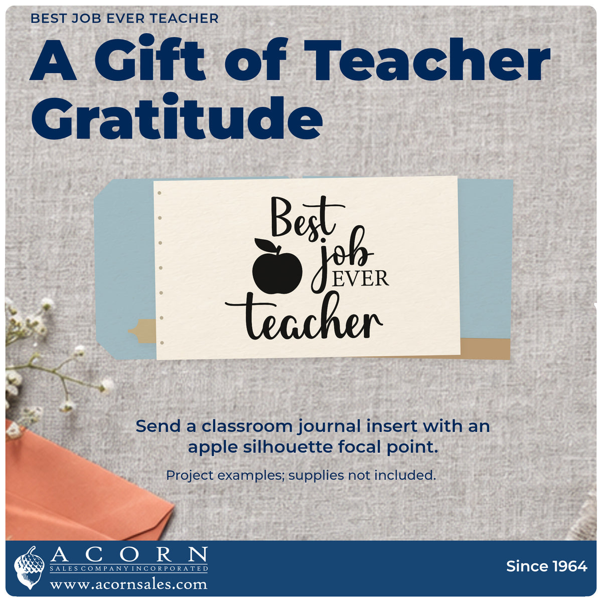 A finished handmade project stamped with the Best Job Ever Teacher Apple Premium Wooden Stamp – Vintage Pro, ideal for anniversary tags.