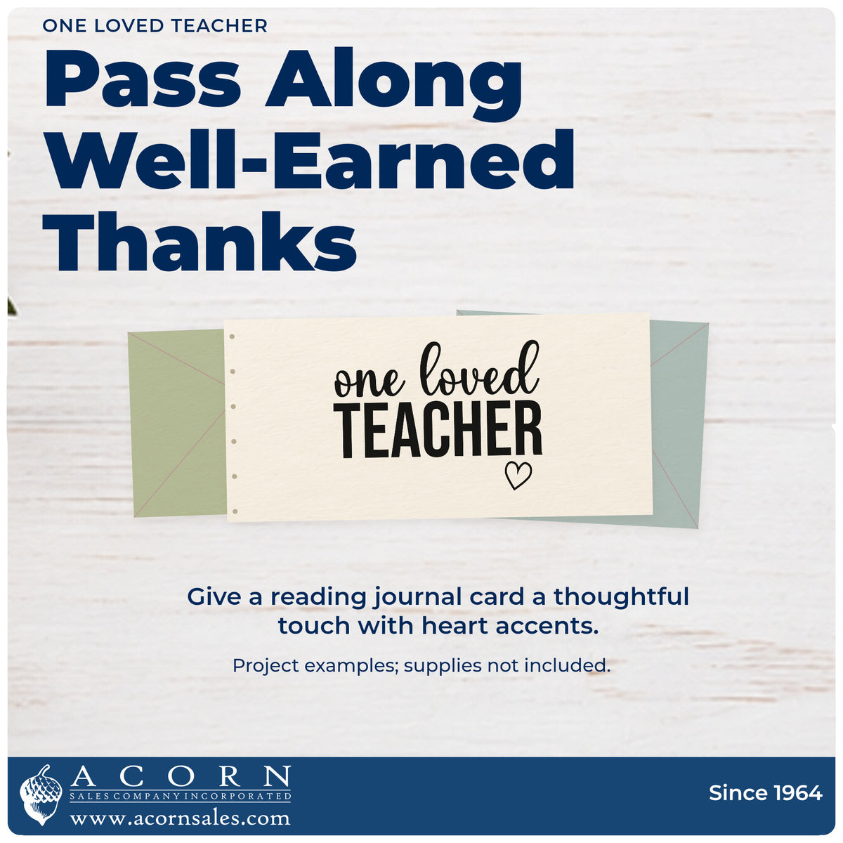 A finished handmade project stamped with the One Loved Teacher With Hearts PSI Pre-Inked Stamp, ideal for long service tags.