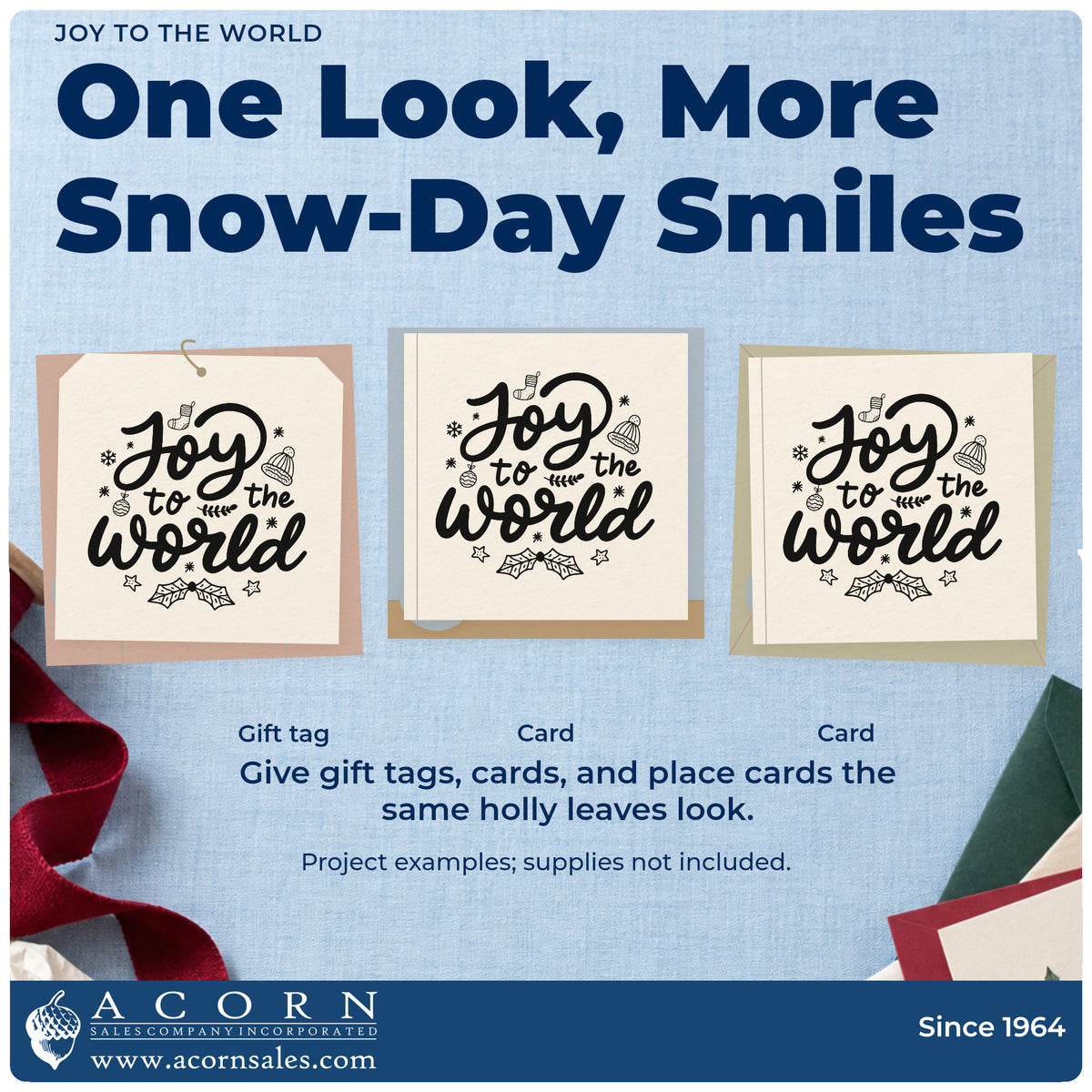 Three project examples made with the Joy To The World Wood Handle Stamp, including choir program covers.