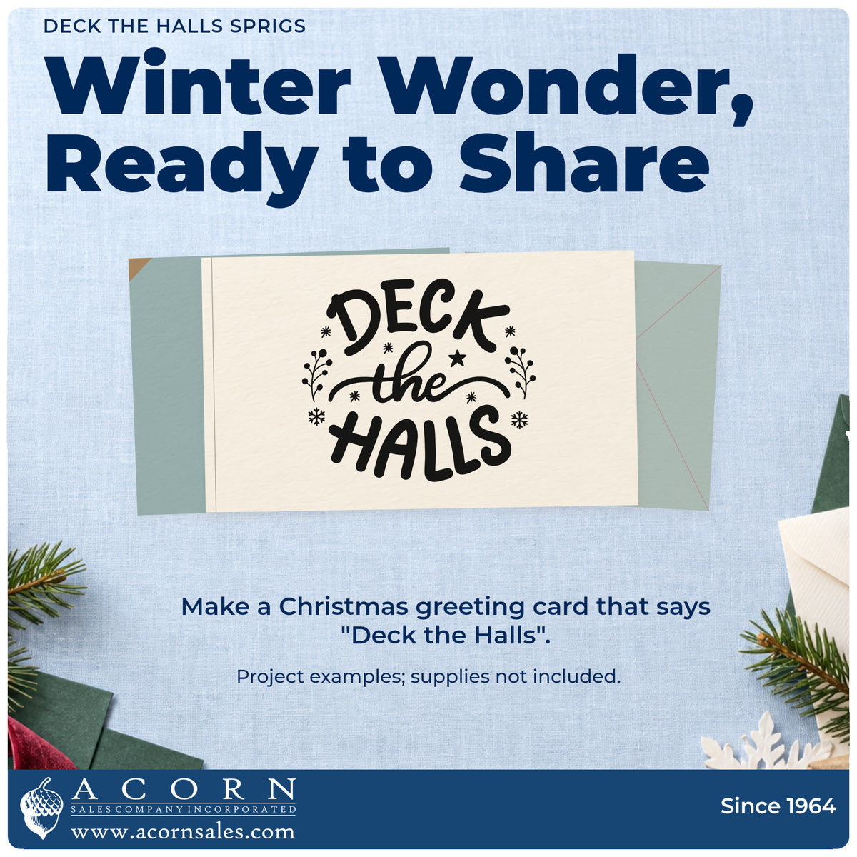 A finished handmade project stamped with the Deck The Halls Sprigs Stamp – Duo Hand, ideal for decor box tags.