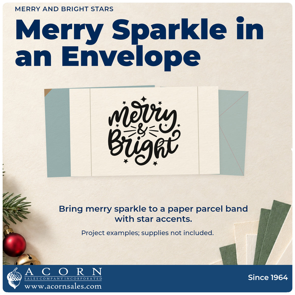 A finished handmade project stamped with the Merry & Bright Pre-Inked Stamp – Slim, ideal for light switch tags.