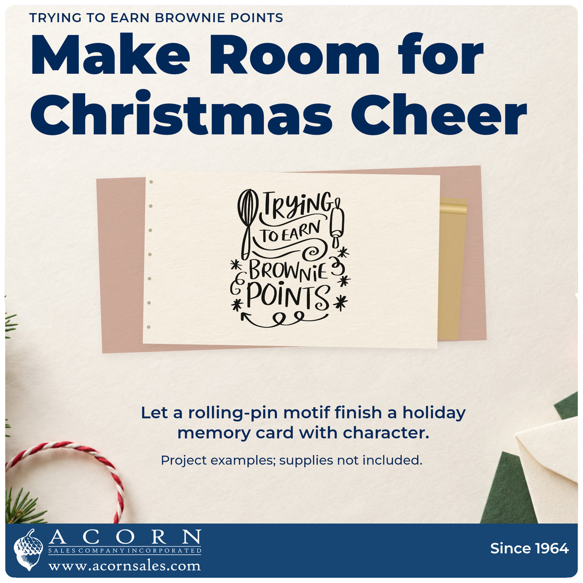 A finished handmade project stamped with the Trying To Earn Brownie Points Whisk Stamp – Premium Vintage Pro Wooden, ideal for brownie box tags.