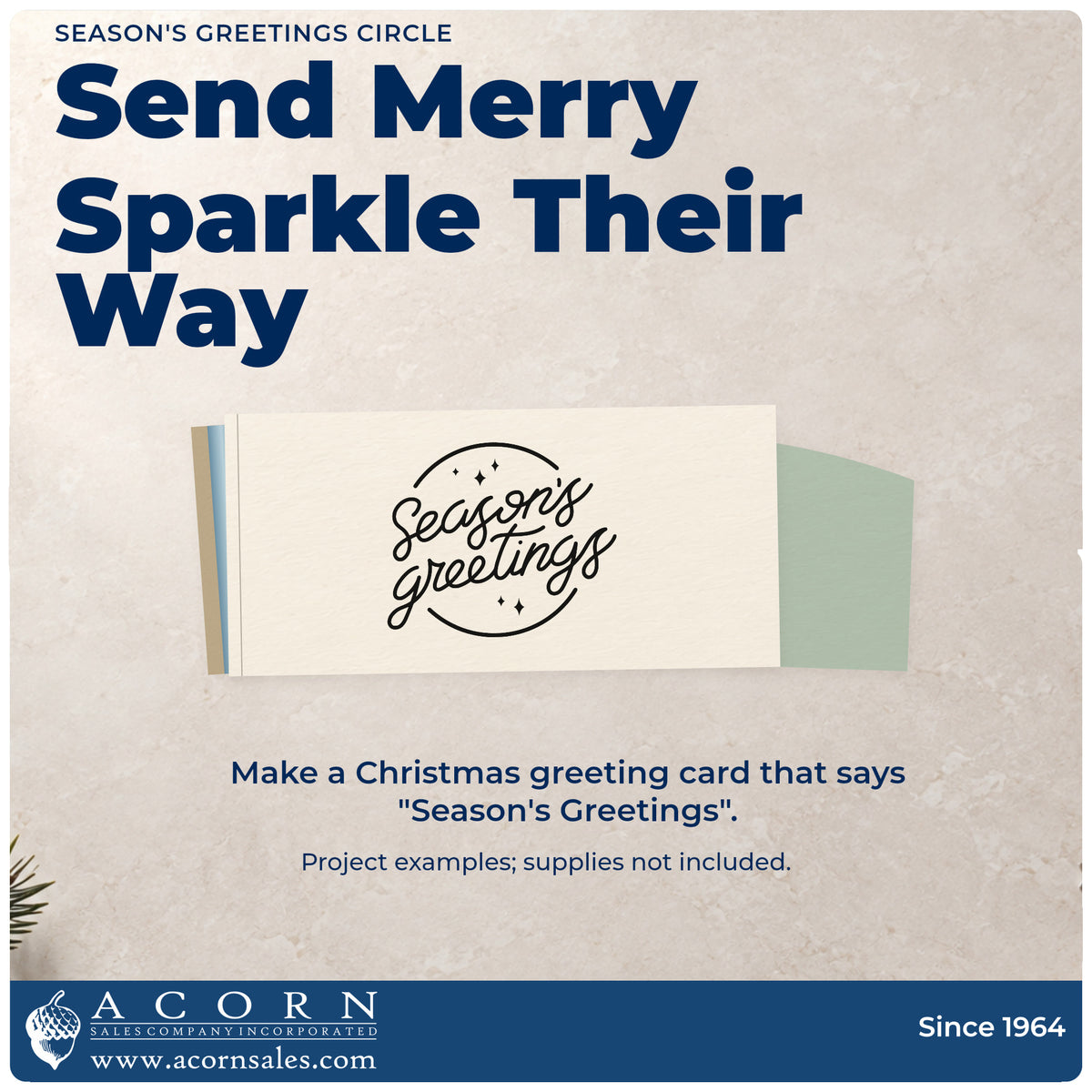 A finished handmade project stamped with the Season's Greetings Pre-Inked Stamp – Slim, ideal for client gift tags.
