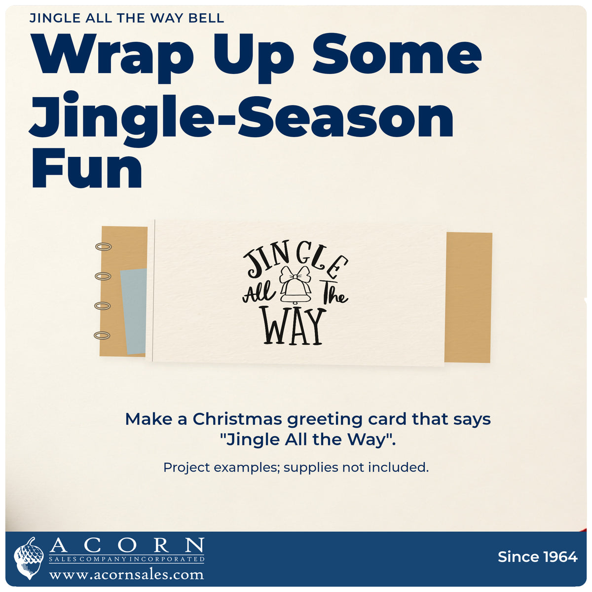 A finished handmade project stamped with the Jingle All The Way Bell Premium Wooden Stamp – Vintage Pro, ideal for caroling songbooks.