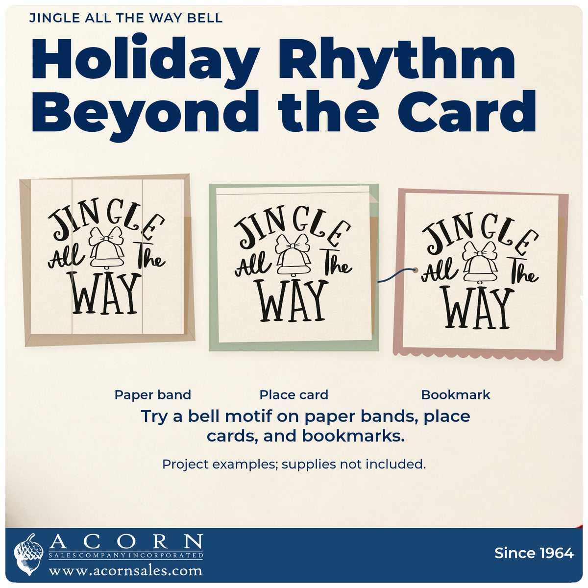 Three project examples made with the Jingle All The Way Bell Stamp – Wood Handle, including music class planners.