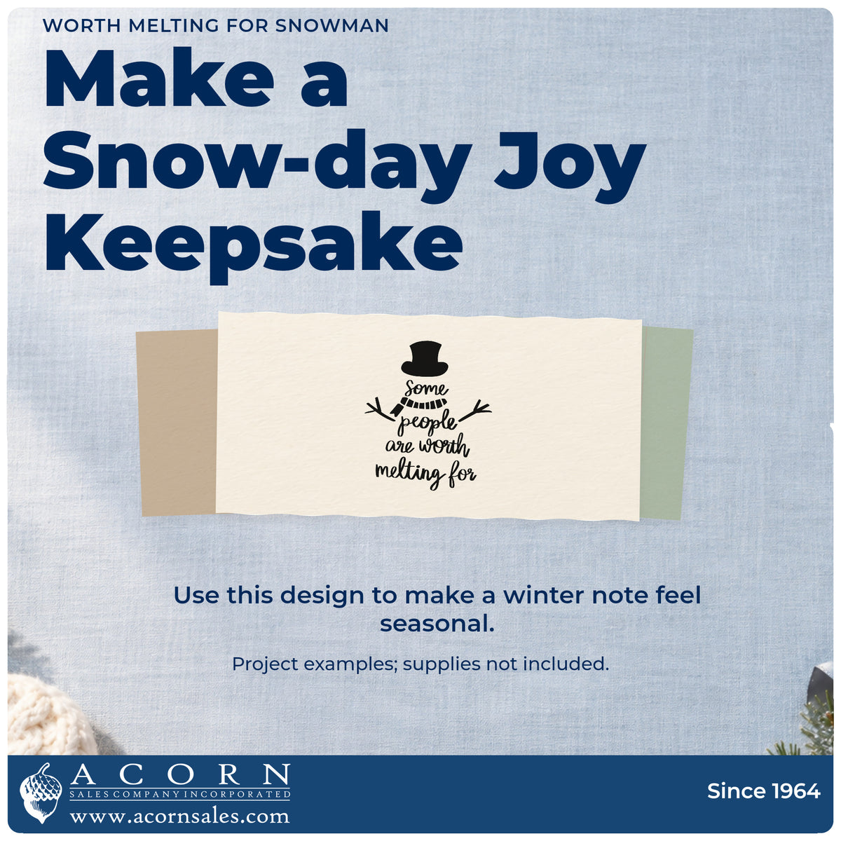 A finished handmade project stamped with the Worth Melting For Snowman Hat Pre-Inked Stamp – Slim, ideal for friendship album page.