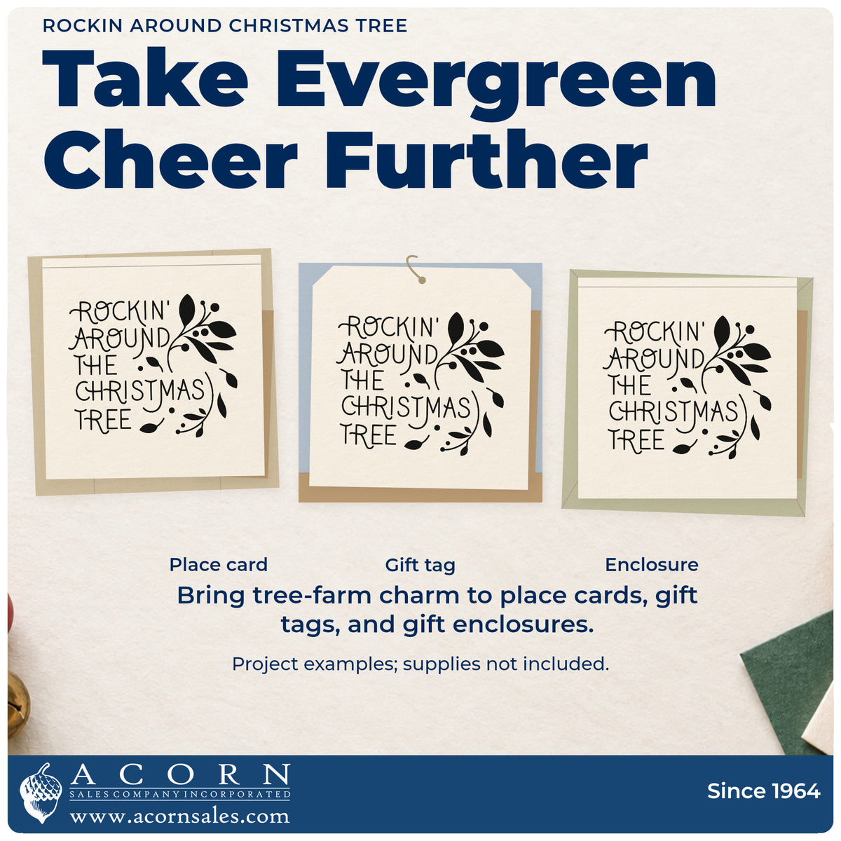 Three project examples made with the Rockin' Around The Christmas Tree Premium Wooden Stamp – Vintage Pro, including dance recital programs.