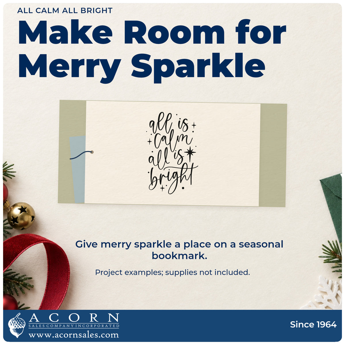 A finished handmade project stamped with the All Calm All Bright Stamp – Slim Pre-Inked, ideal for bright cards.