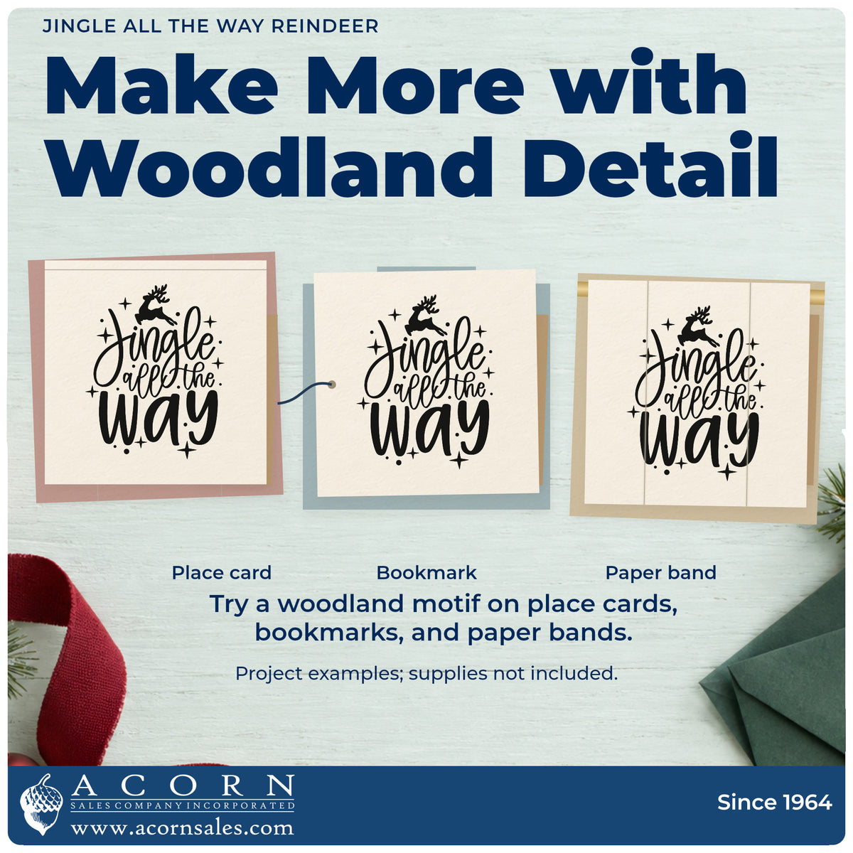 Three project examples made with the Jingle All The Way Reindeer With Stars Pre-Inked Stamp – Slim, including activity chart header.