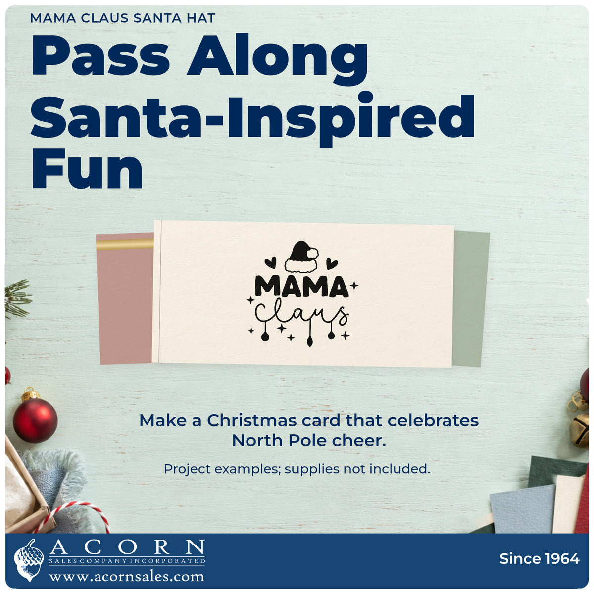 A finished handmade project stamped with the Mama Claus Santa Hat Pre-Inked Stamp – PSI, ideal for mom album page.