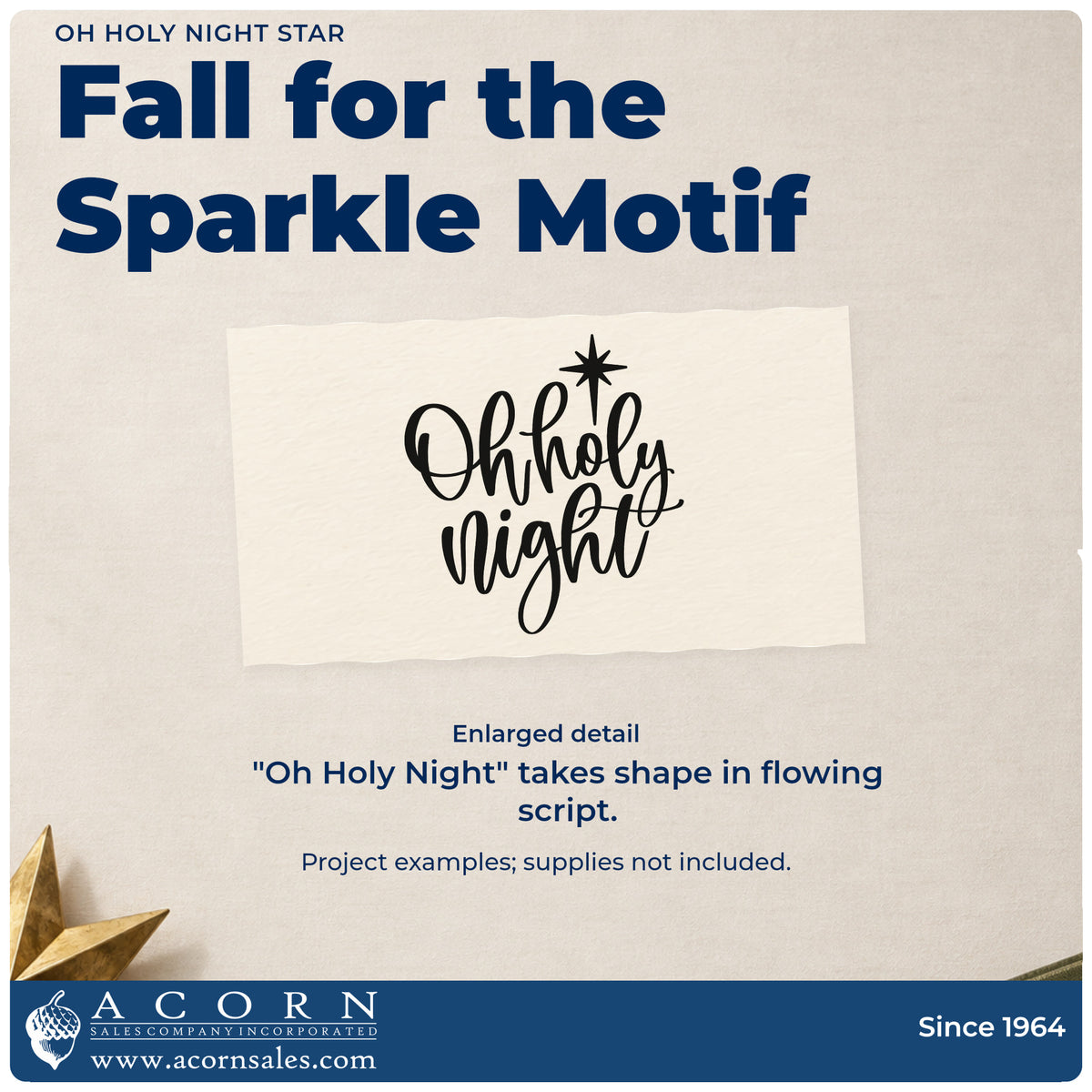 Enlarged detail of the Oh Holy Night Stamp – Self-Inking imprint. “Oh Holy Night” appears in flowing script beneath a radiant star.