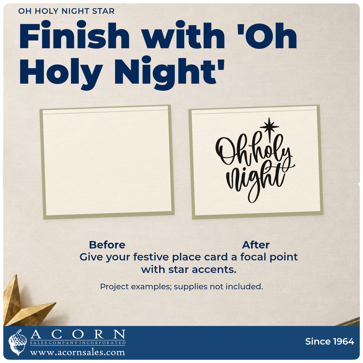 Before and after of a plain item finished with the Oh Holy Night Stamp – Self-Inking, a quick upgrade for framed practice room.