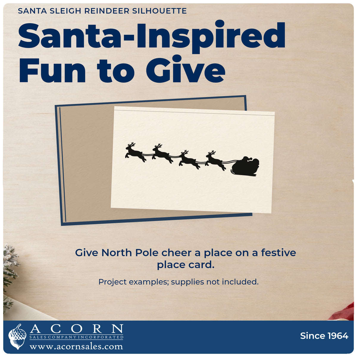 A finished handmade project stamped with the Santa Sleigh Reindeer Silhouette Slim Pre-Inked Stamp, ideal for album border strip.
