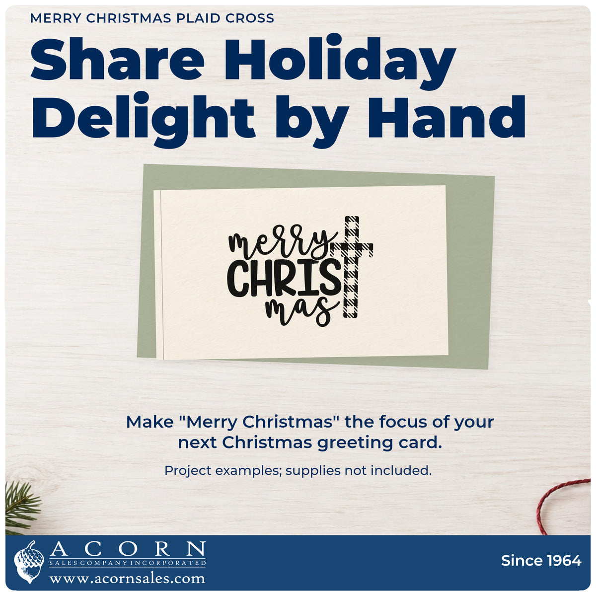 A finished handmade project stamped with the Merry Christmas Plaid Cross Stamp – Premium Vintage Pro Wooden, ideal for country church album.