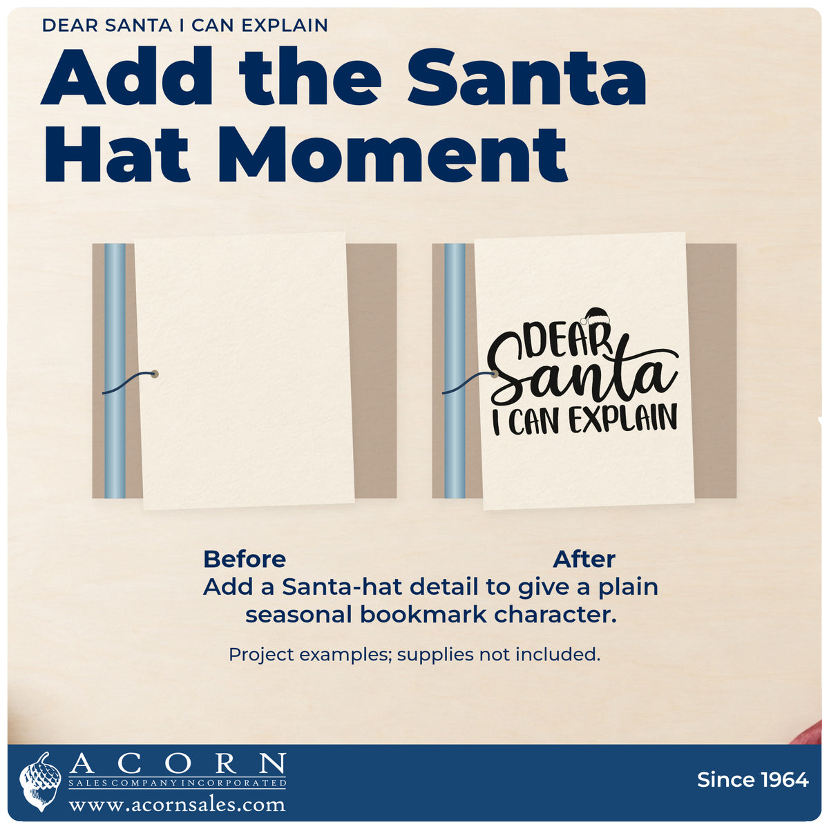 Before and after of a plain item finished with the Dear Santa I Can Explain Rubber Stamp – Duo Hand, a quick upgrade for framed study desk.