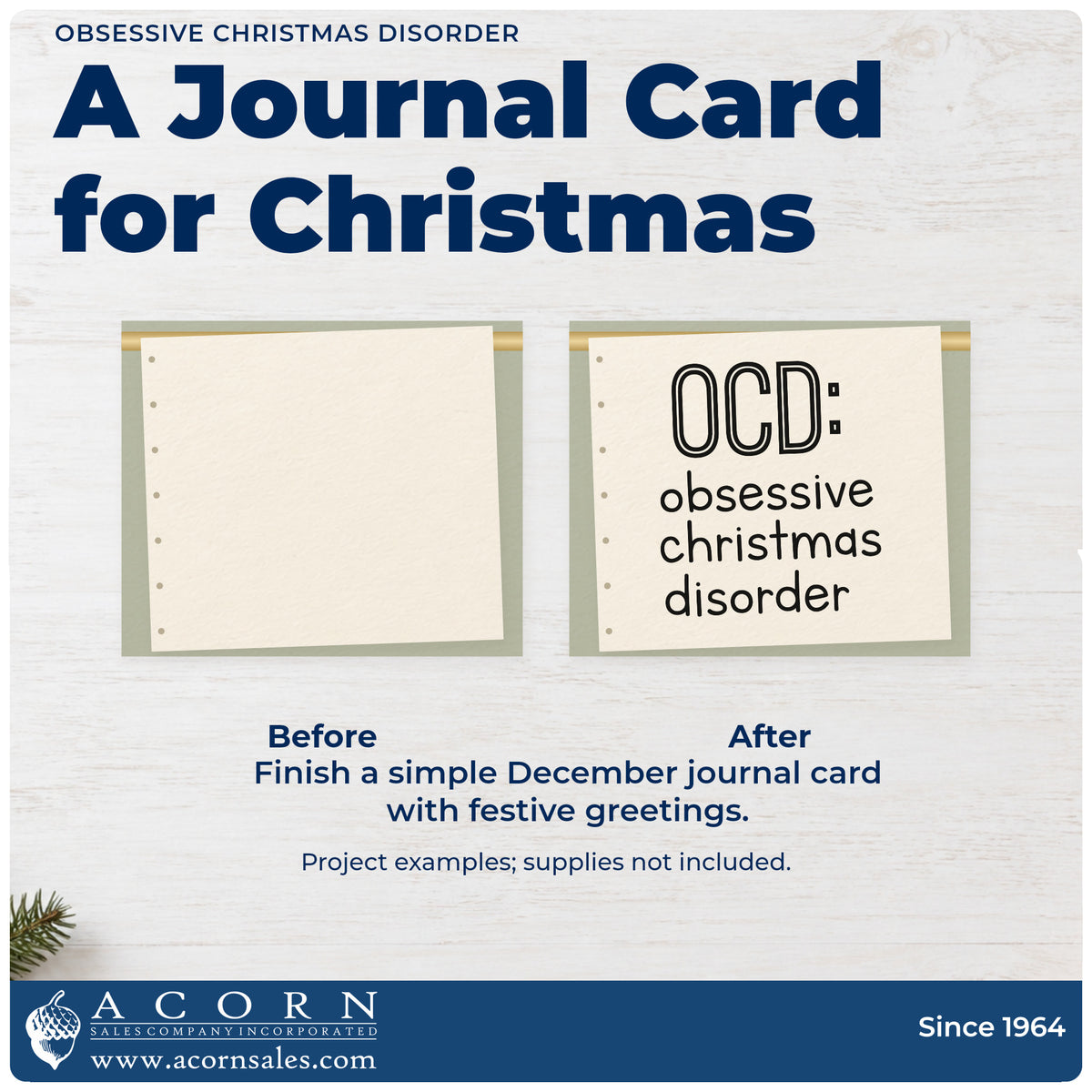 Before and after of a plain item finished with the Obsessive Christmas Disorder Outline Detail Stamp – Self-Inking, a quick upgrade for framed hobby room.