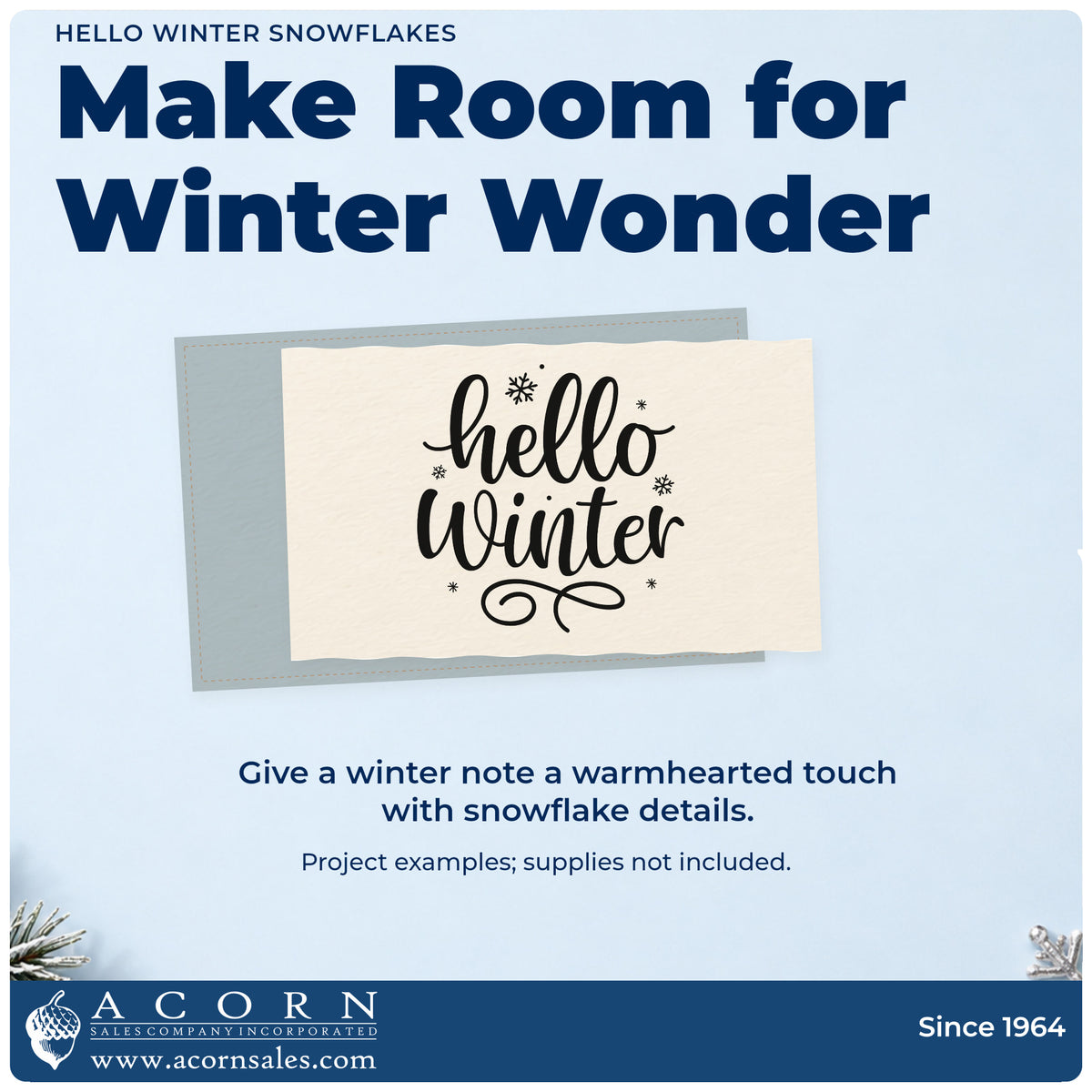 A finished handmade project stamped with the Hello Winter Snowflakes Pre-Inked Stamp – PSI, ideal for cafe album page.