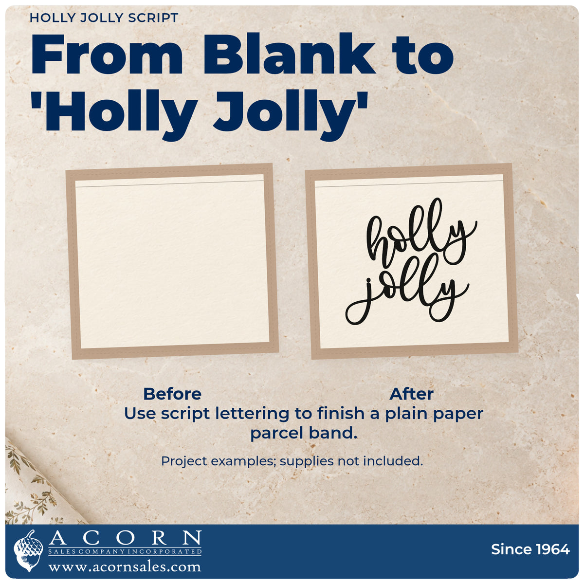Before and after of a plain item finished with the Holly Jolly Stamp – Premium Vintage Pro Wooden, a quick upgrade for framed bar cart.