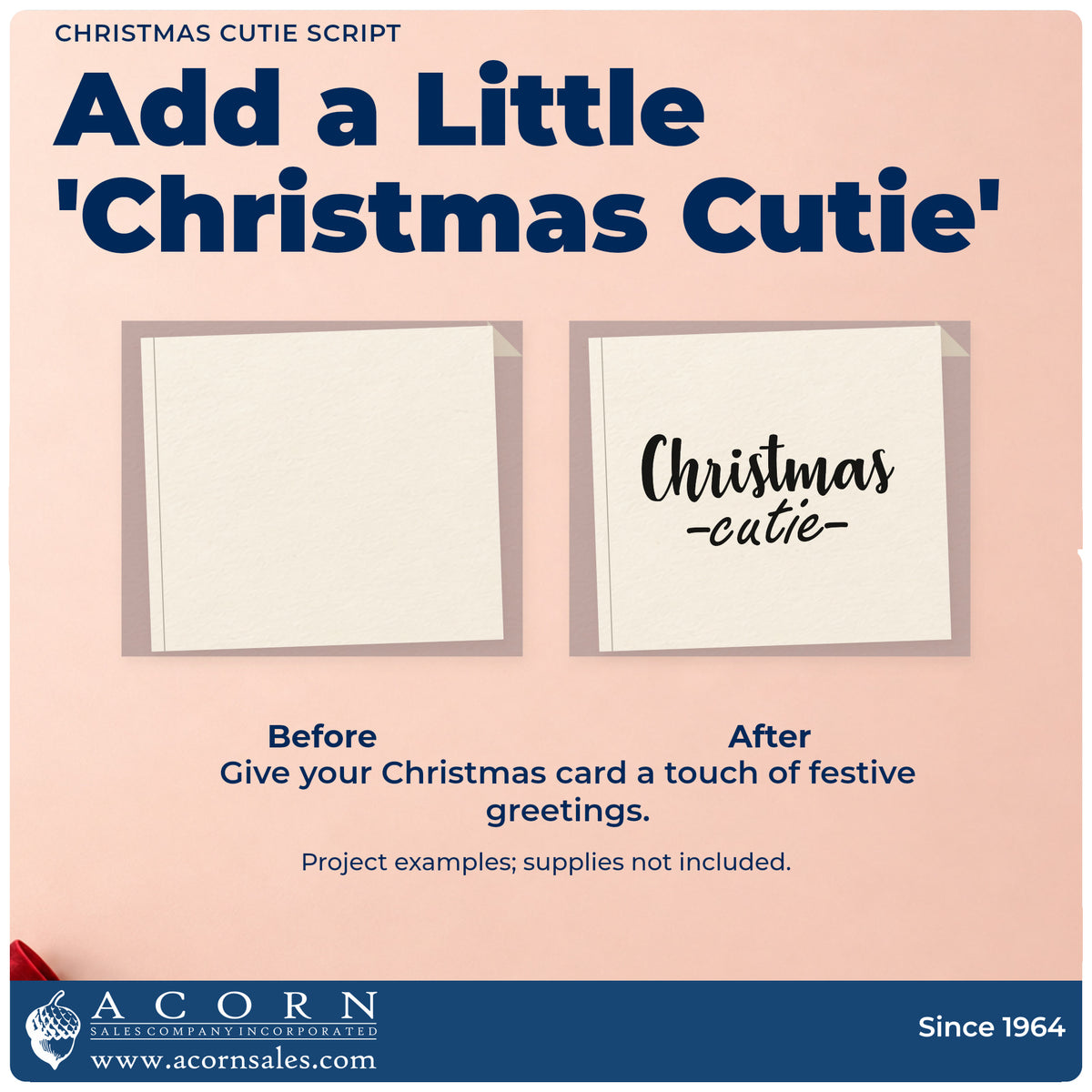 Before and after of a plain item finished with the Christmas Cutie Premium Wooden Stamp – Vintage Pro, a quick upgrade for framed changing table.