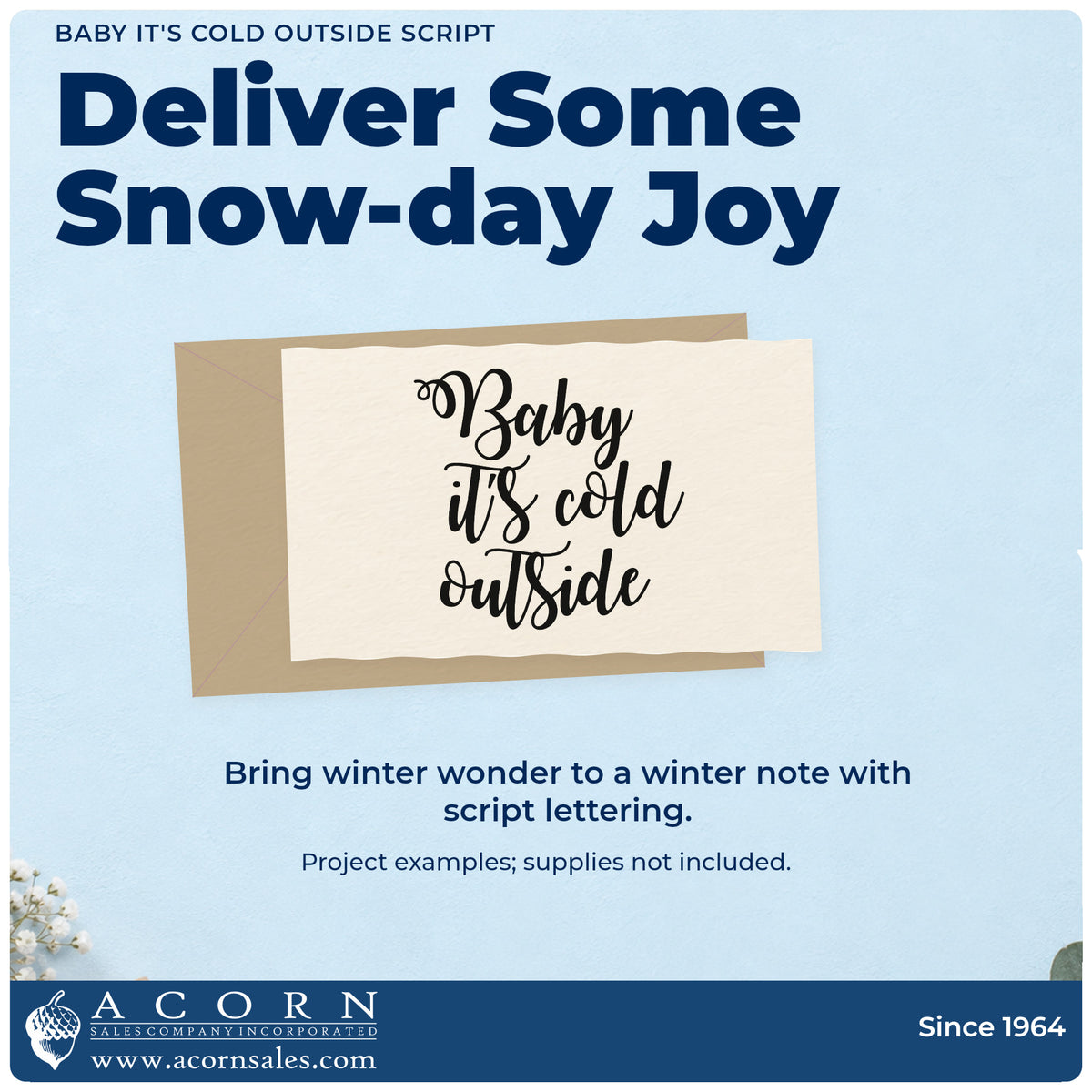 A finished handmade project stamped with the Baby It's Cold Outside Script Premium Wood-Mounted Stamp – Vintage Pro, ideal for weather album page.