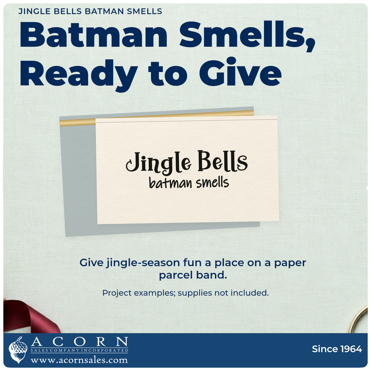 A finished handmade project stamped with the Jingle Bells Batman Smells Rubber Stamp – Duo Hand, ideal for recess album page.