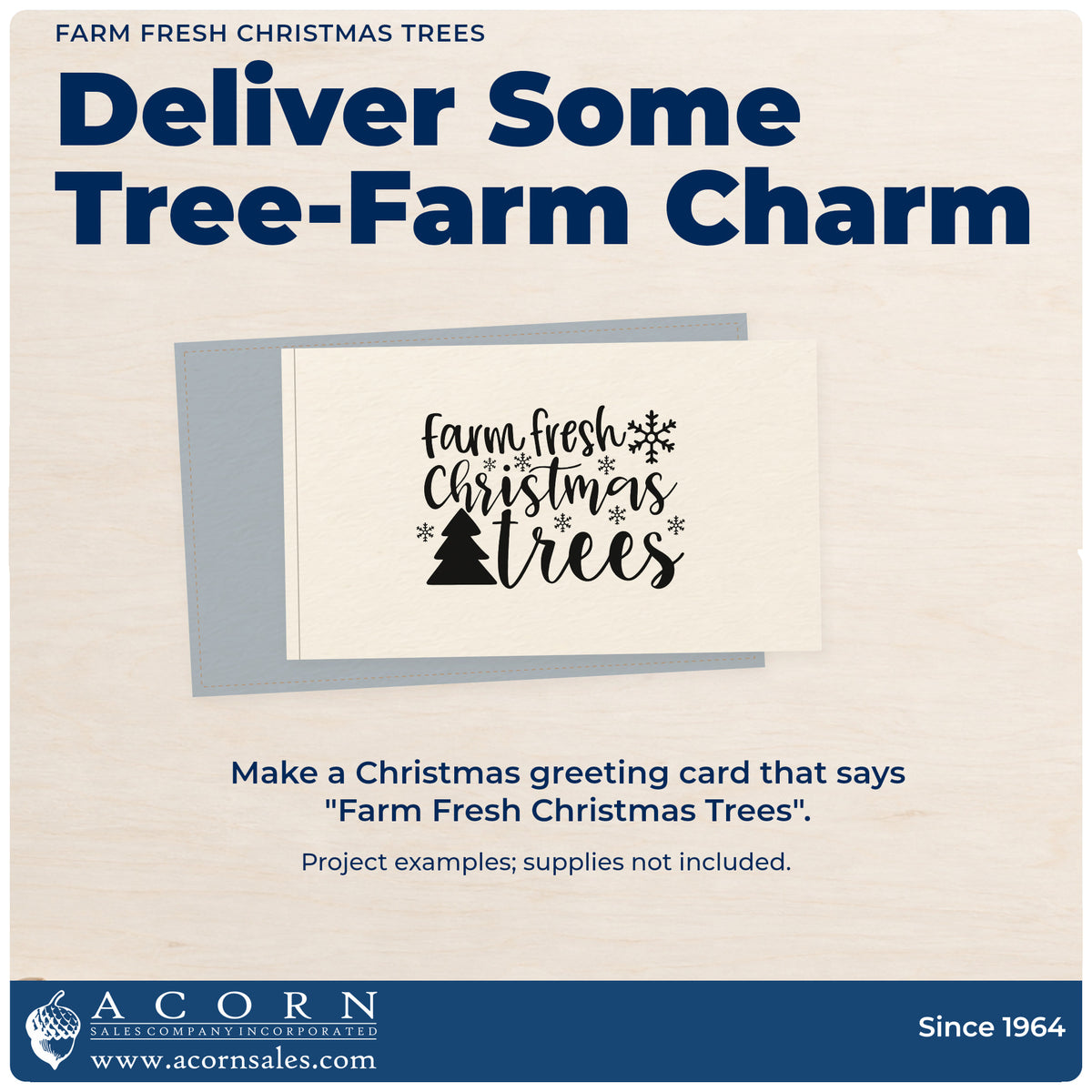 A finished handmade project stamped with the Farm Fresh Christmas Trees Pre-Inked Stamp – PSI, ideal for kraft gift wrap.
