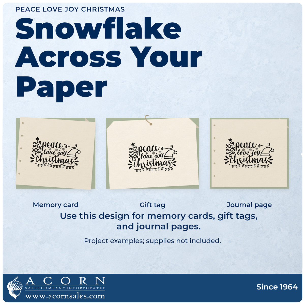 Three project examples made with the Peace Love Joy Christmas Pre-Inked Stamp – PSI, including chore reward sheet.