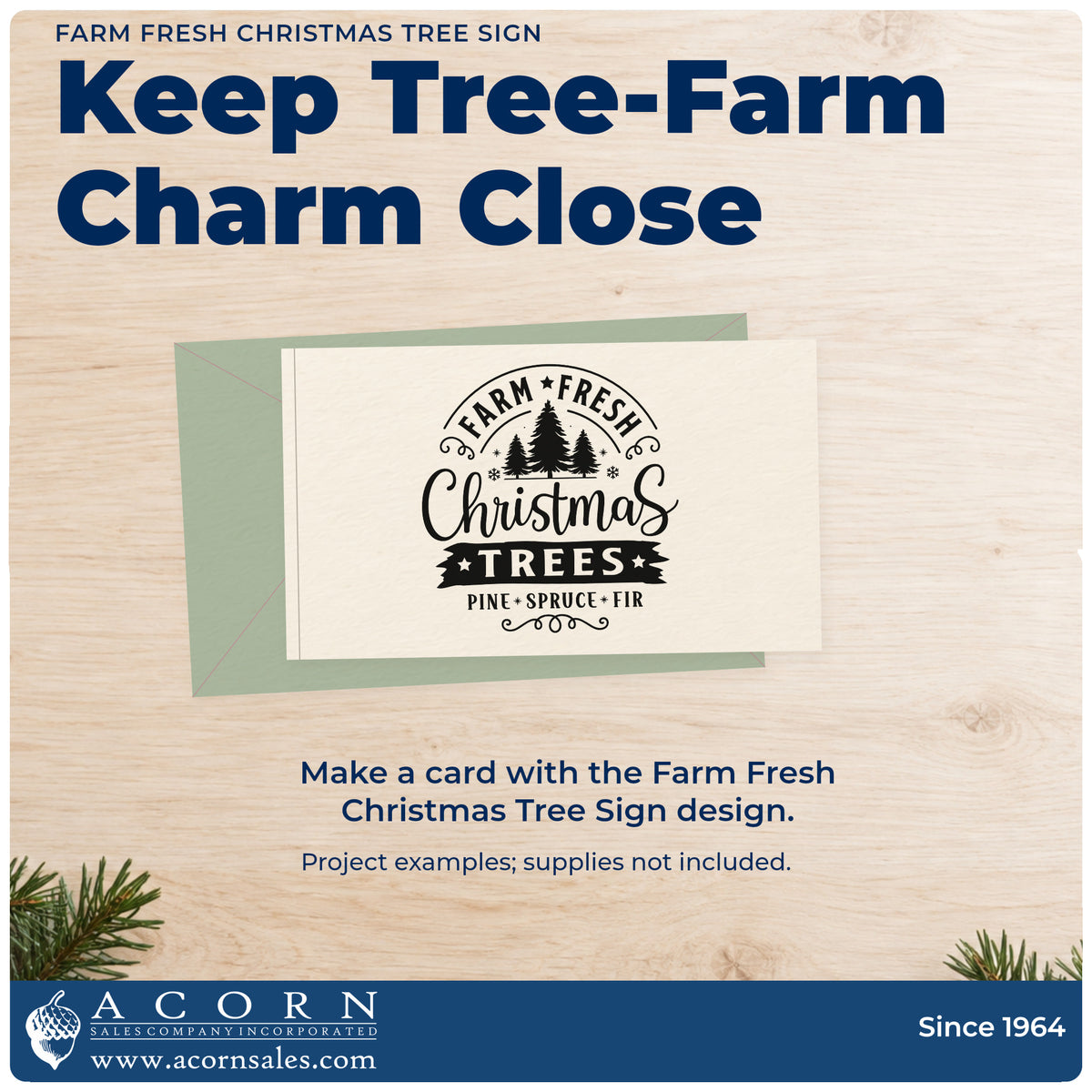A finished handmade project stamped with the Farm Fresh Christmas Tree Sign Pre-Inked Stamp – PSI, ideal for porch decor album.