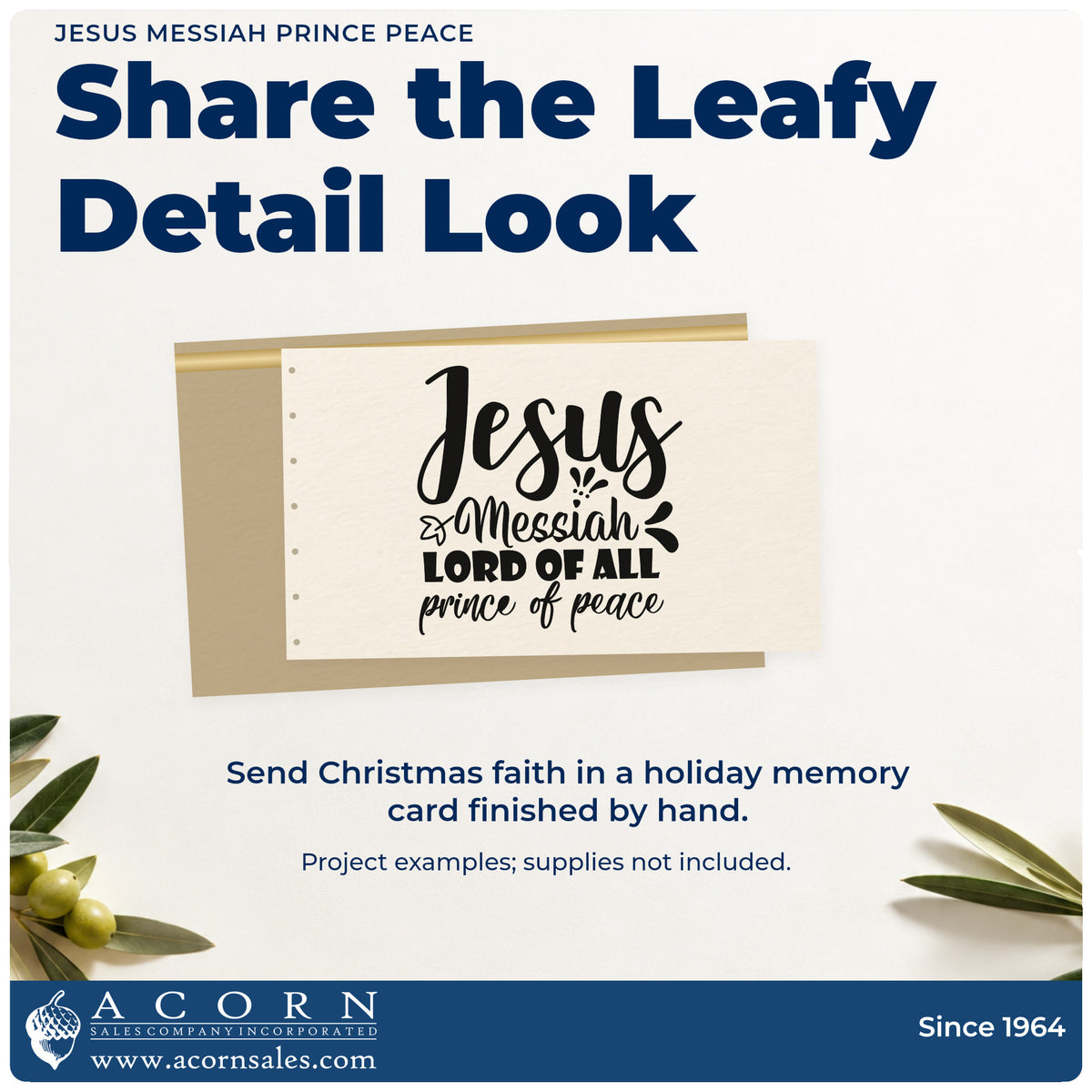 A finished handmade project stamped with the Jesus Messiah Lord Of All Prince Of Peace Slim Pre-Inked Stamp, ideal for study album page.