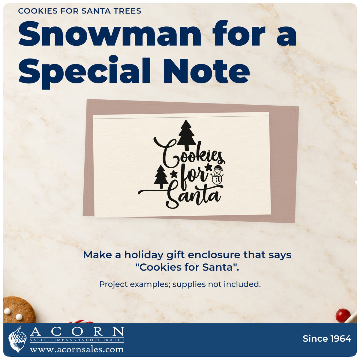 A finished handmade project stamped with the Premium Wooden Cookies For Santa Trees Snowman Stamp – Vintage Pro, ideal for snowman cards.