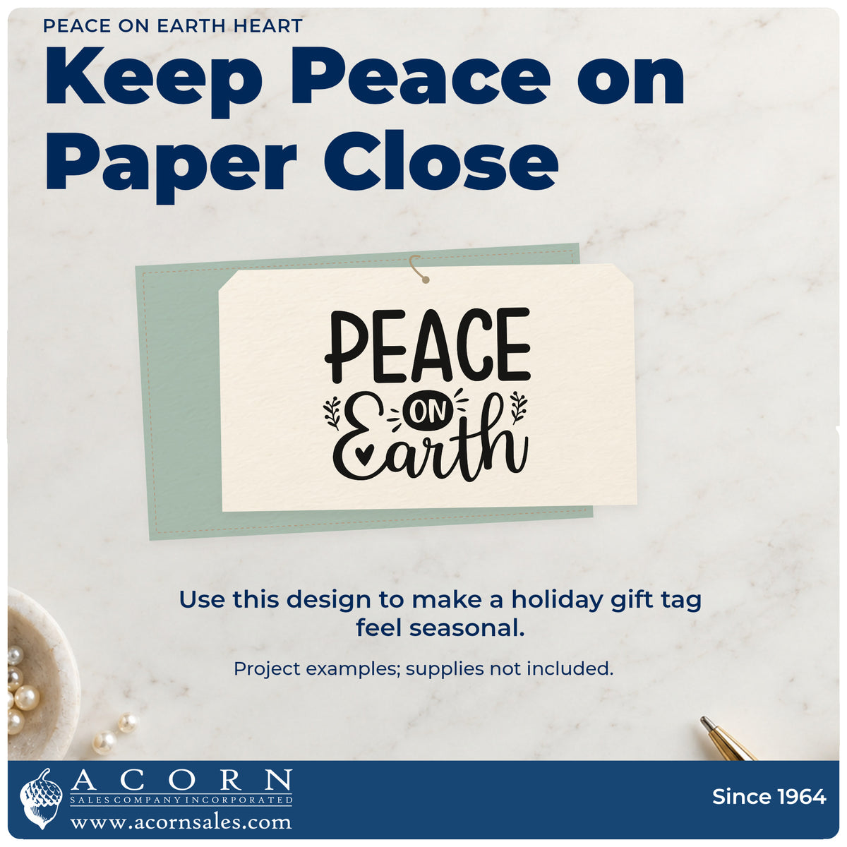 A finished handmade project stamped with the Peace On Earth Heart Pre-Inked Stamp – PSI, ideal for sprigs cards.