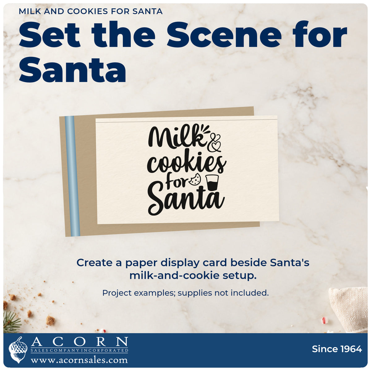 A finished handmade project stamped with the Milk And Cookies For Santa PSI Pre-Inked Stamp, ideal for snack setup album.