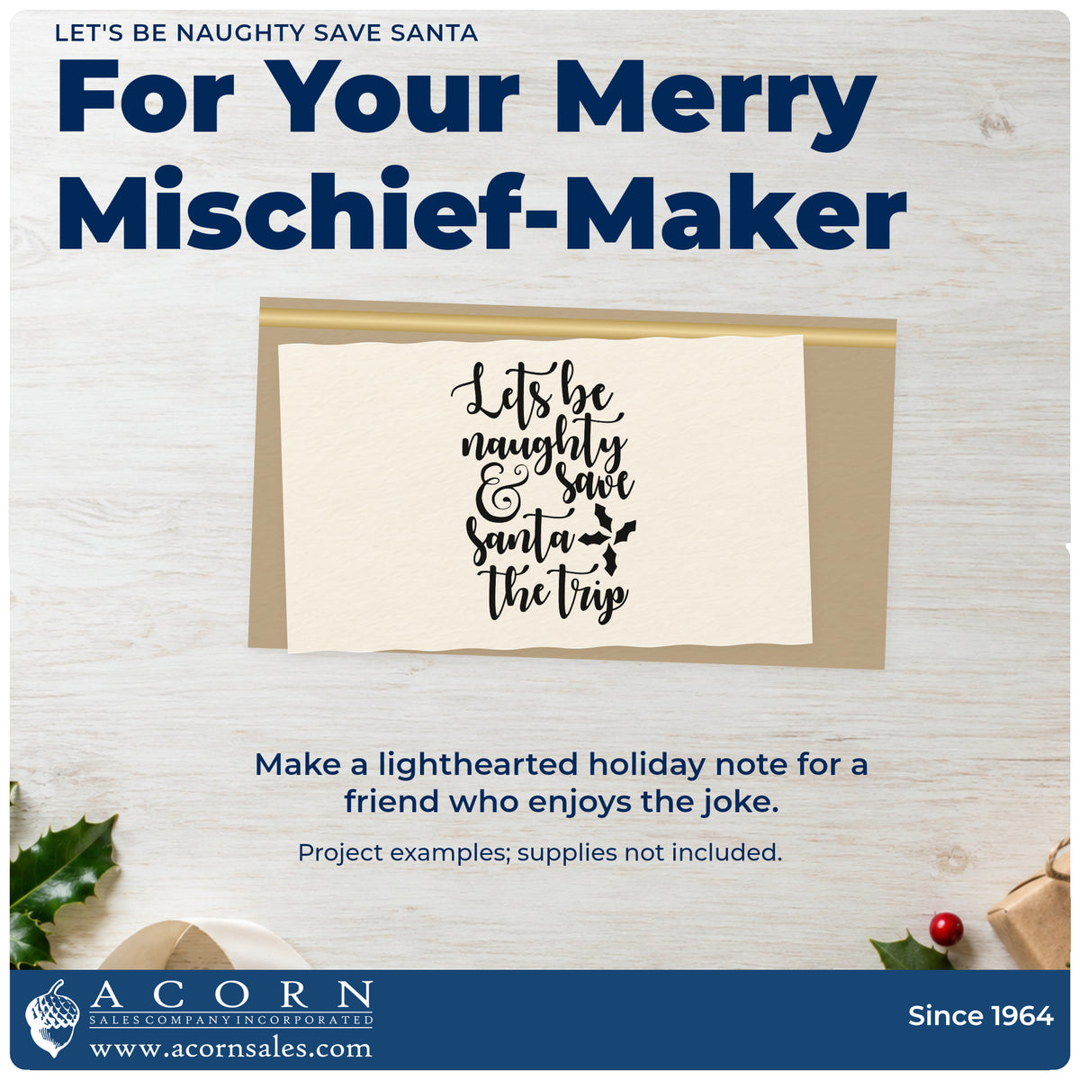 A finished handmade project stamped with the Let's Be Naughty Save Santa Stamp – Self-Inking, ideal for girls trip album page.