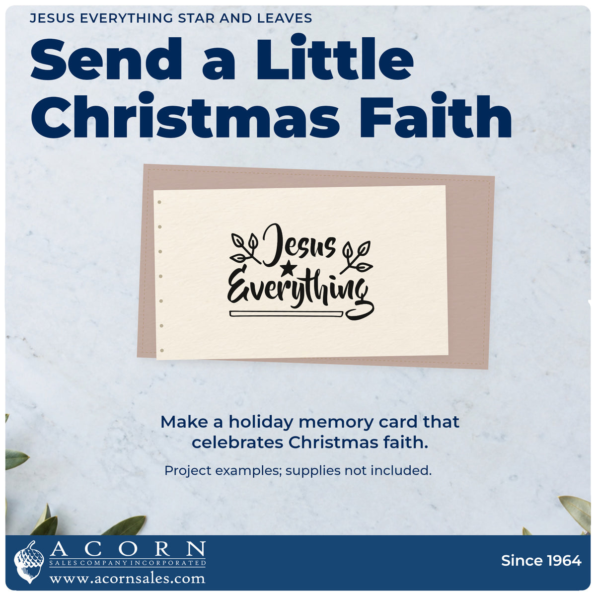 A finished handmade project stamped with the Premium Wooden Jesus Everything Star And Leaves Stamp – Vintage Pro, ideal for testimony album page.