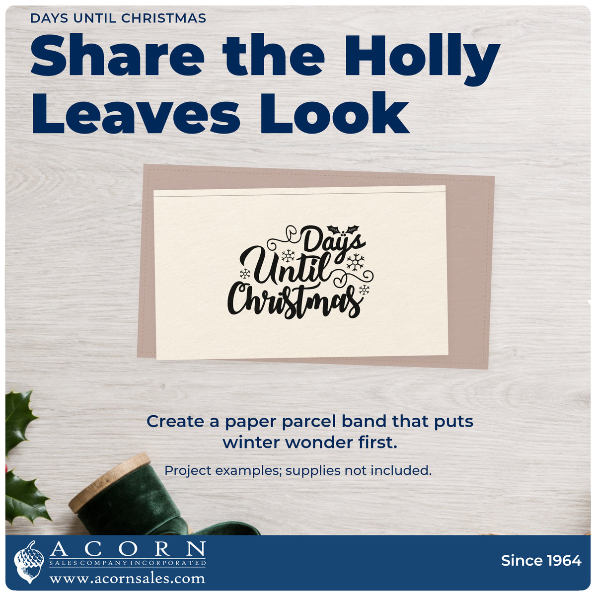 A finished handmade project stamped with the Days Until Christmas Leaf Accents Premium Wooden Stamp – Vintage Pro, ideal for slate count album.