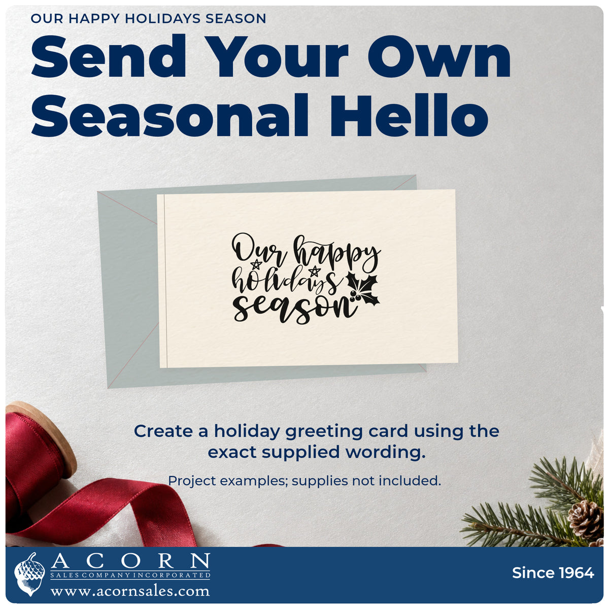 A finished handmade project stamped with the Our Happy Holidays Season Pre-Inked Stamp – PSI, ideal for household album page.