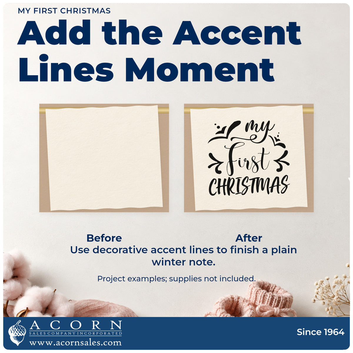 Before and after of a plain item finished with the My First Christmas Script Lettering Premium Wooden Stamp – Vintage Pro, a quick upgrade for framed mirror pair.