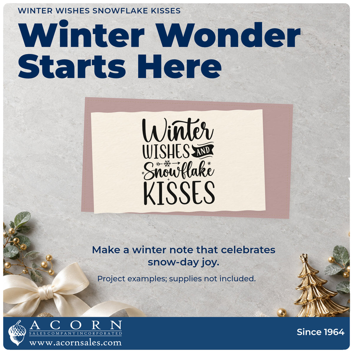 A finished handmade project stamped with the Winter Wishes Snowflake Kisses Hand Stamp – Duo, ideal for verse album page.