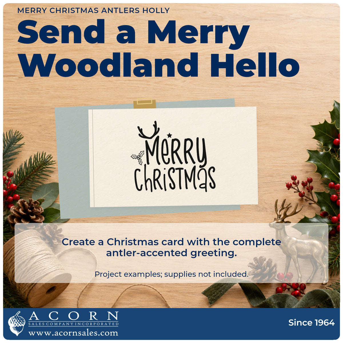 A finished handmade project stamped with the Merry Christmas Antlers Holly Pre-Inked Stamp – PSI, ideal for simple album header.