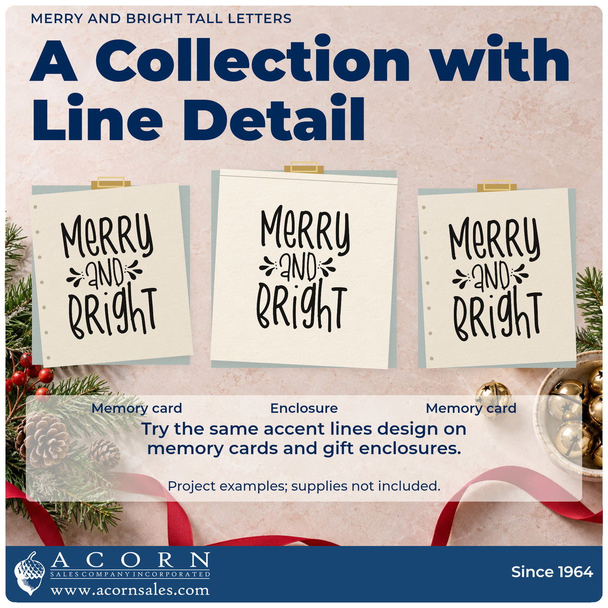 Three project examples made with the Merry And Bright Tall Letters Premium Wooden Stamp – Vintage Pro, including before after sheet.