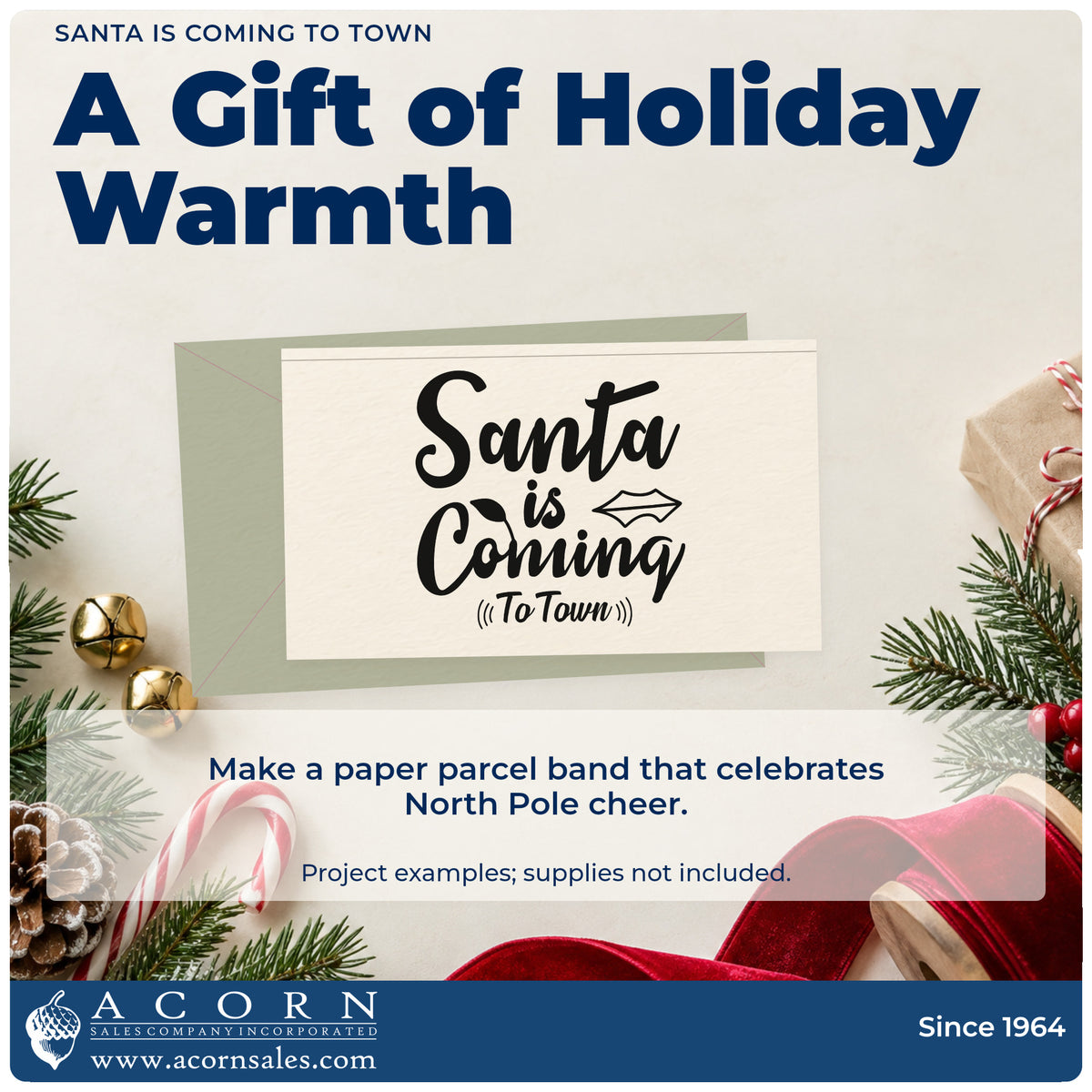 A finished handmade project stamped with the Self-Inking Santa Is Coming To Town Stamp, ideal for aside album page.